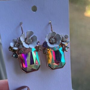 Betsey Johnson Rose Gold Floral Gemstone Earrings